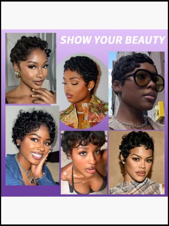 Short Pixie Cut Wig Human Hair Curly Full Machine Made Glueless Wig Natural main image 6